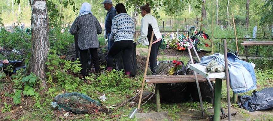 В селе Горьковка Тюменского района организовали масштабную уборку территории местного кладбища, в том числе расчистку прилегающих канав